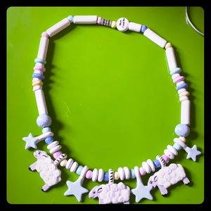 vintage ruby Z pastel sheep necklace